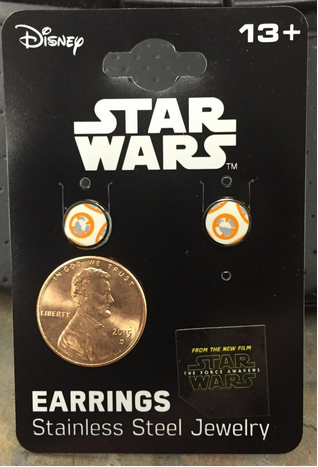 Star Wars Jewelry Unisex Episode 7 BB-8 Droid Stainless Steel Stud Earrings BB8