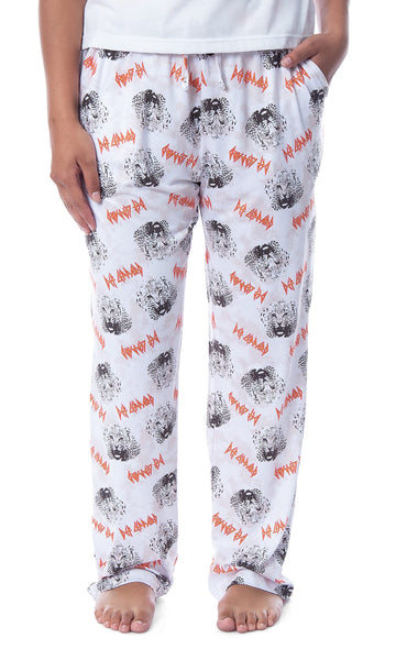 Def Leppard Womens' Rock Band Logo Leopard Toss Print Tie-Dye Pajama Pants