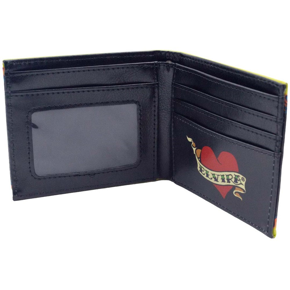 kreepsville 666 Gothic Elvira Mistress of the Dark Flame Skull Heart Tattoo Bi Fold Wallet