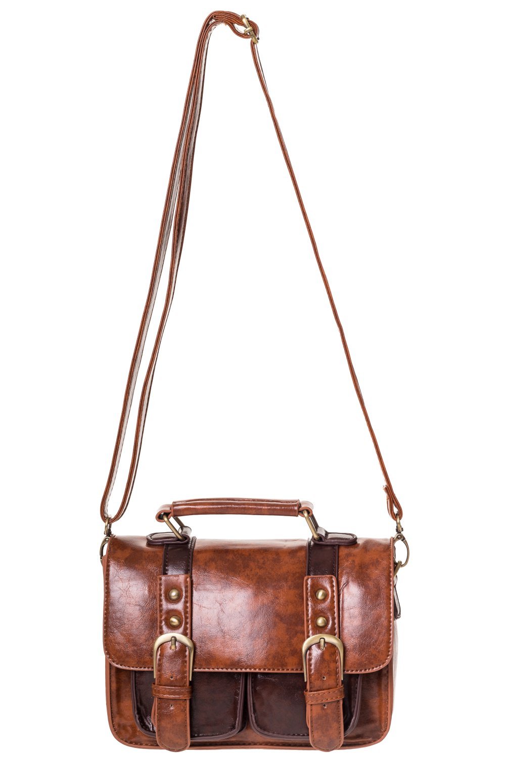 Leila Dark Academia Handbag - Dark Brown and Tan Steampunk Satchel Bag