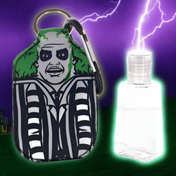 Beetlejuice Keychain with Hand Sanitizer Bottle Holder