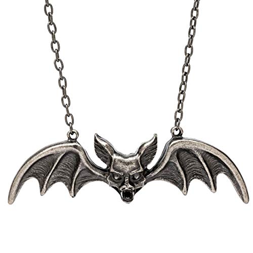 Vampire Bat Pendant Necklace - Antique Silver Plating