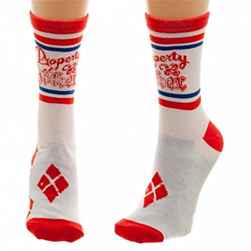 Suicide Squad Harley Quinn Property of Joker Juniors Crew Cut Socks