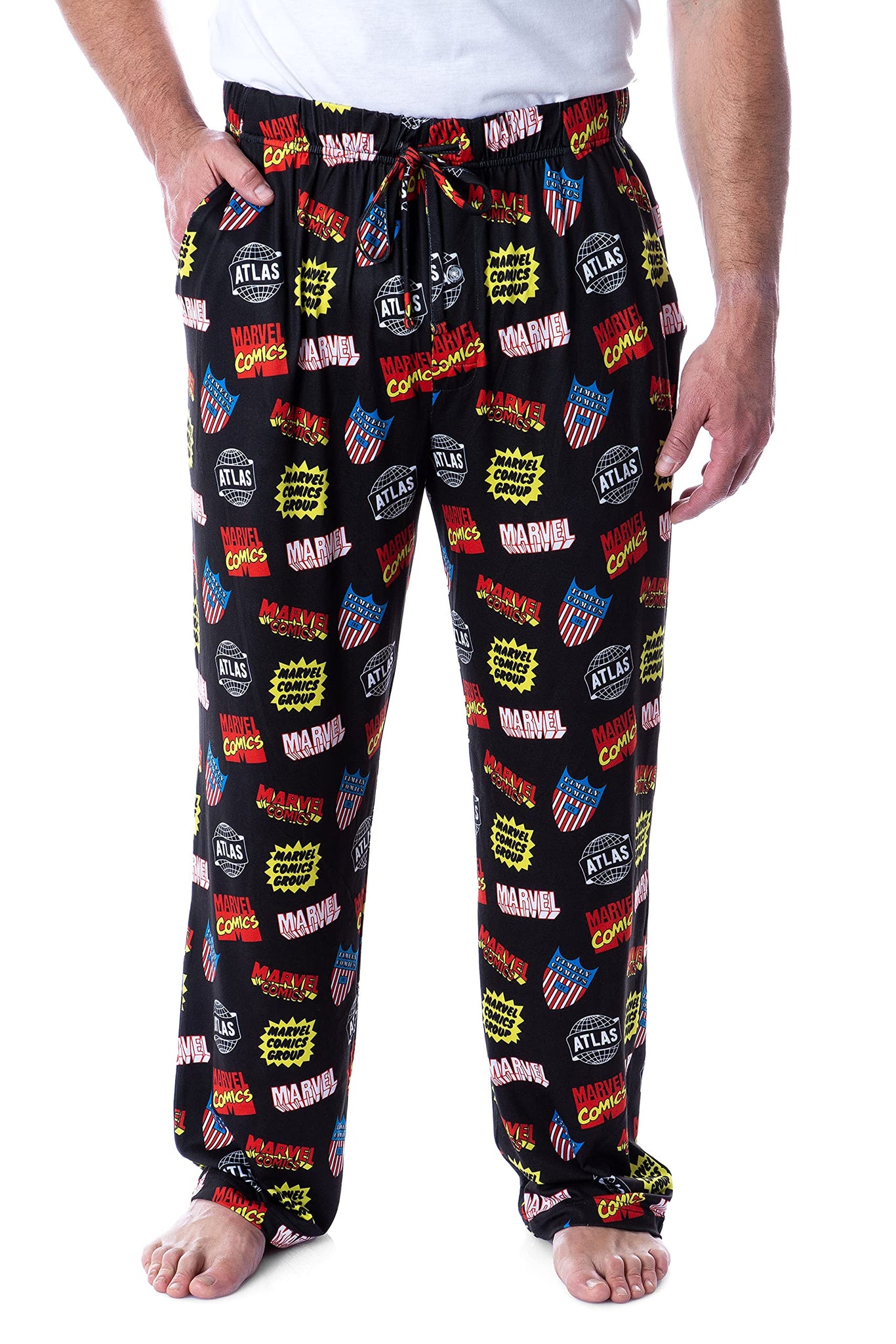 Marvel Mens' Classic Logos Allover Loungewear Pajama Pants