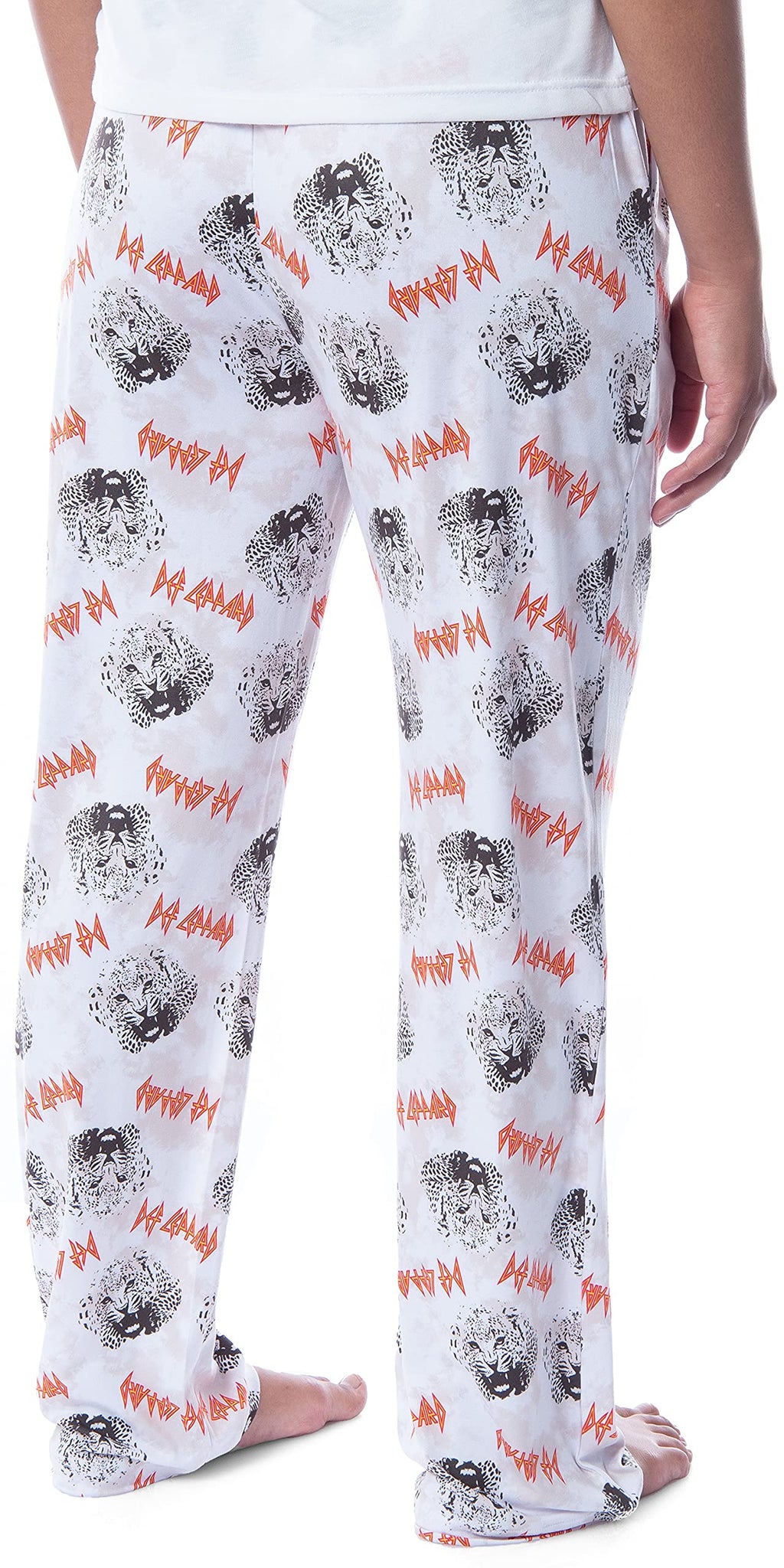 Def Leppard Womens' Rock Band Logo Leopard Toss Print Tie-Dye Pajama Pants