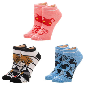 Kingdom Hearts 3 Pack Ankle Socks Fits Women's Shoe Sizes 4-10 | 9-11