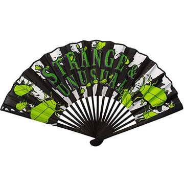 Strange and Unusual Beetle Striped Bamboo Handle Foldable Fabric Hand Fan