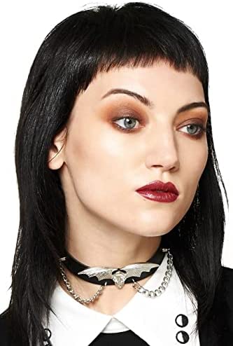 Gothic Winged Skull Women's Choker Adjustable Vegan Leather Necklace - Thunder by Lost Queen