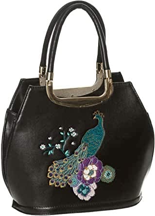 Mayuree Vintage Retro Peacock Handbag - Black One Size