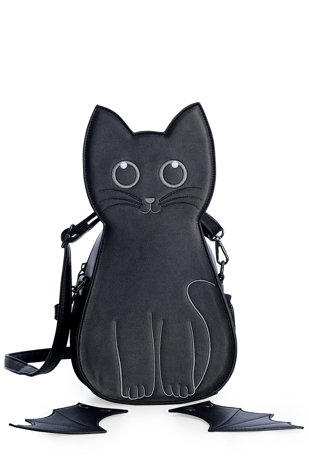 Lost Queen Women's Wendigo Bag Convertible Backpack Cute Black Cat Bat Crossbody Purse