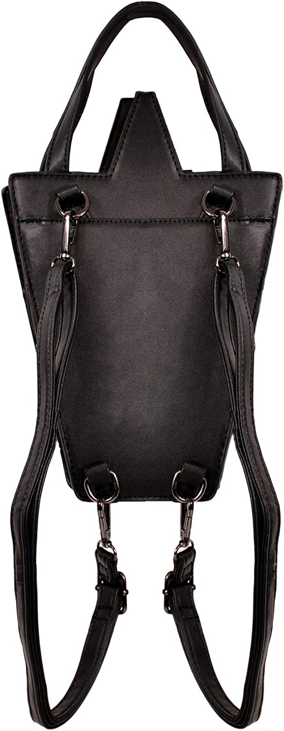 Lost Queen Women's Pentagram Black Karma Bag - Wear as Backpack Shoulder Bag or Handbag
