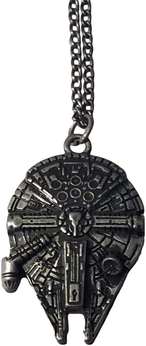 Star Wars Millennium Falcon Enamel Metal Pendant Chain Costume Necklace Silver