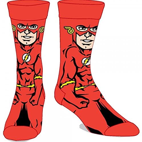 Justice League Men's Crew Sock 3 Pairs Batman Wonder Woman and Flash