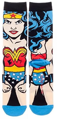 Justice League Men's Crew Sock 3 Pairs Batman Wonder Woman and Flash