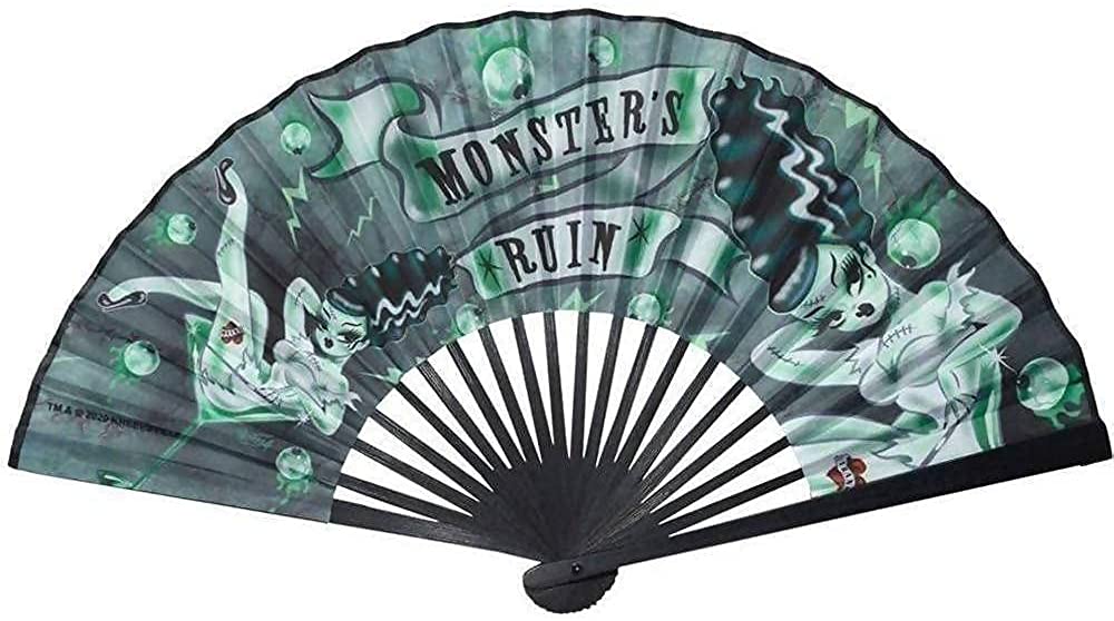 Kreepsville 666 Monsters Ruin Fabric Fan Halloween Frankenstein Bride