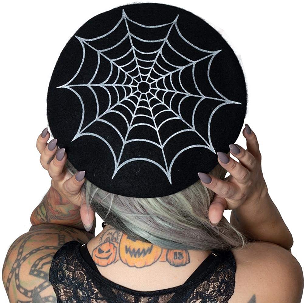 kreepsville 666 Spider Web Beret Hat Black