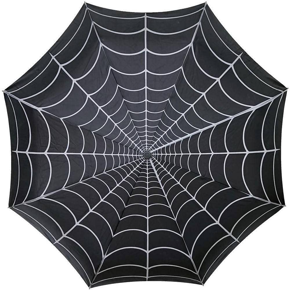 Kreepsville 666 Skull Handle Spiderweb Umbrella