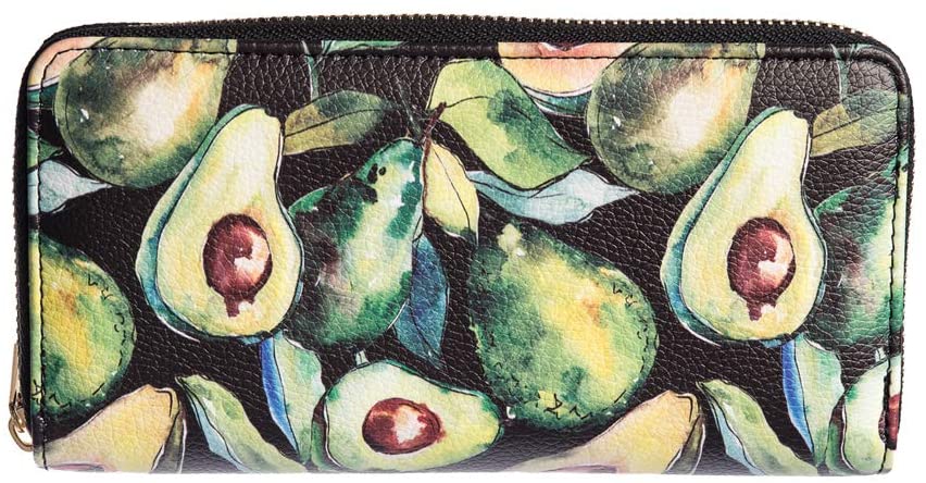 Lost Queen Women's Avocado Zip Around Wallet | 50s Vintage Print
