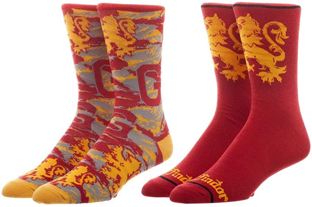Harry Potter Gryffindor 2 Pack Men's Crew Socks 6-12