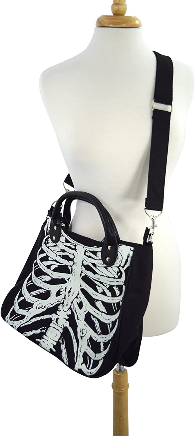 🌟 Lost Queen Glow In The Dark Skeleton Ribcage Shoulder Bag - Embrace Gothic Elegance! 🦴