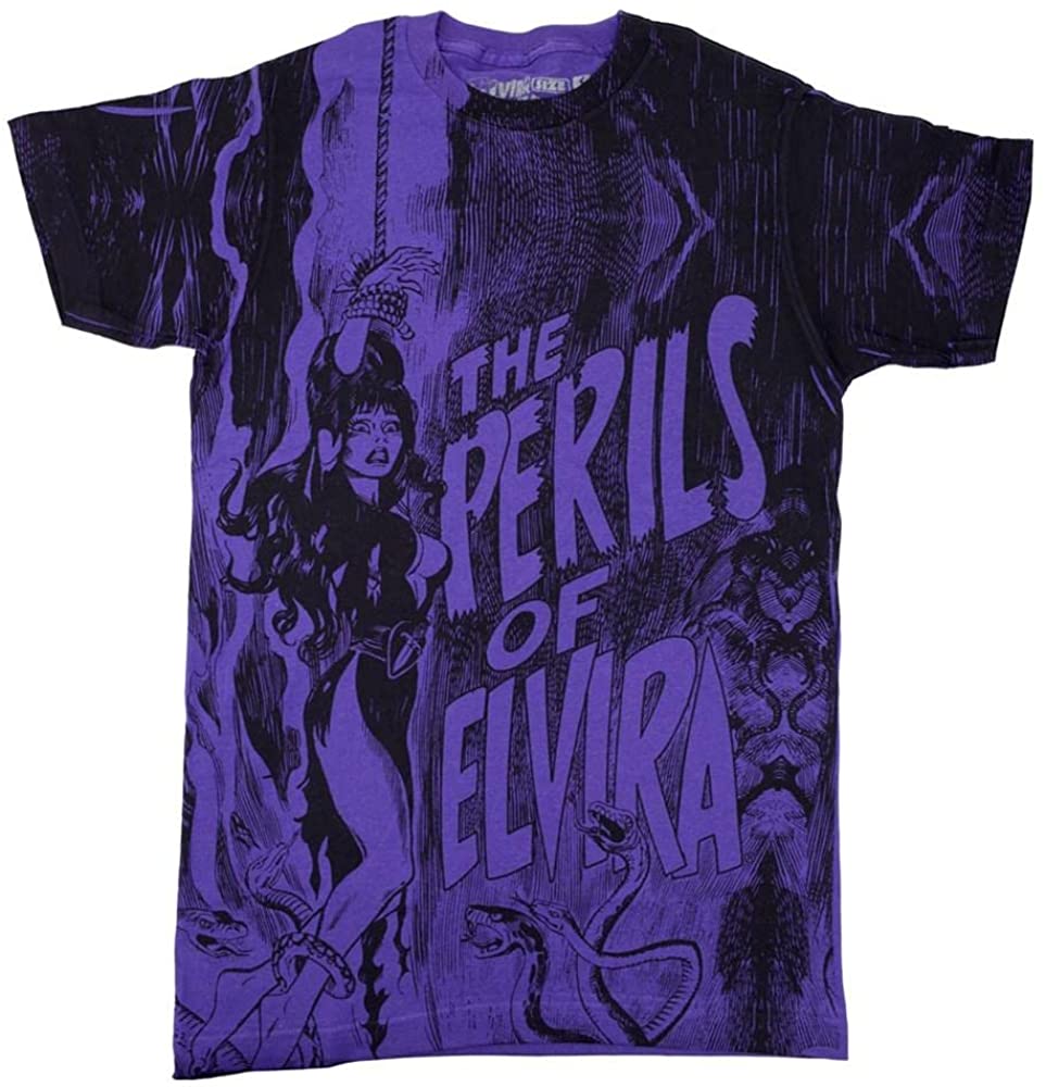 The Perils of Elvira Mistress of The Dark Snakes Purple Men's T-Shirt