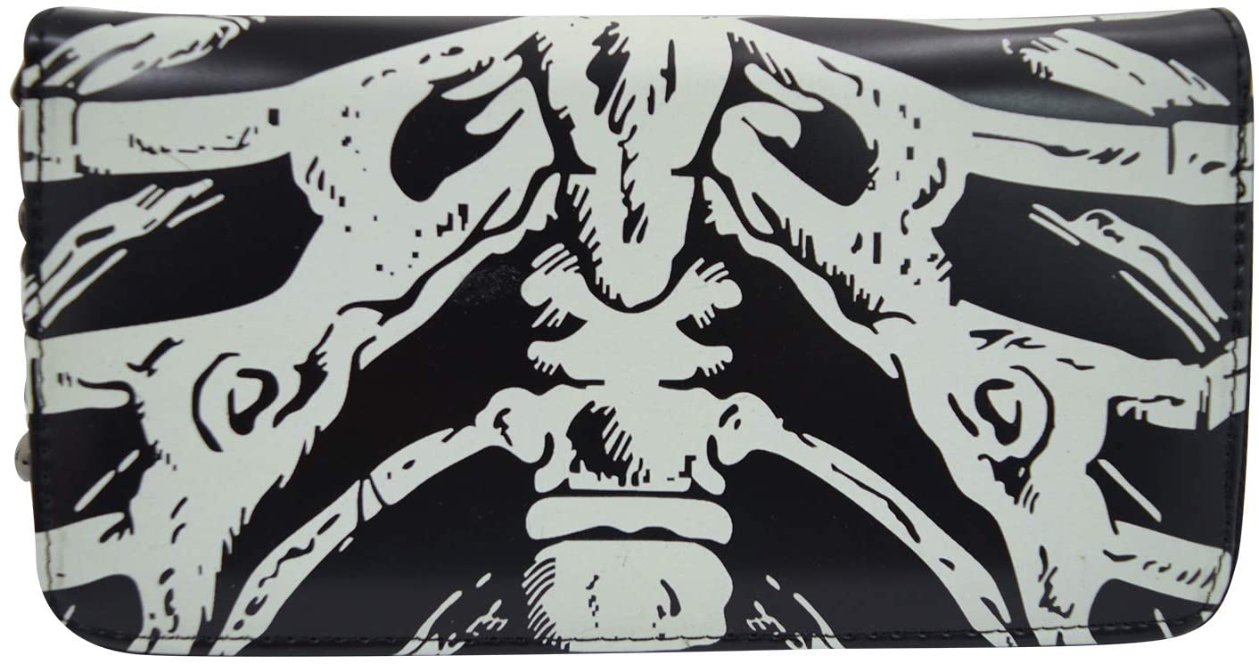 Lost Queen Gothic Skeleton Ribcage Glow in the Dark Zip Around Wallet