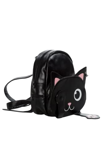 Lost Queen Women’s Peek-a-Boo Cartoon Black Cat Purse Bag of Tricks Backpack