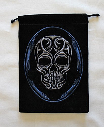 Skull Unlined Black Velvet 5x7" Tarot Card Bag