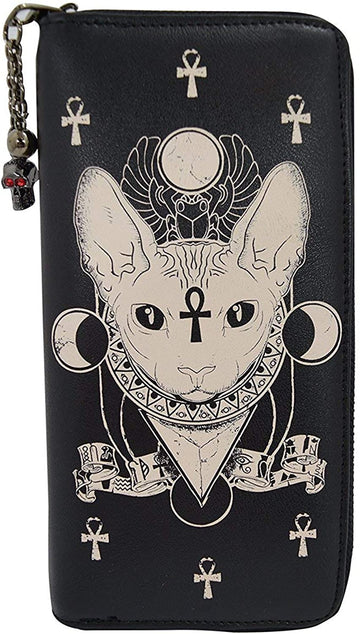 Lost Queen Gothic Bastet Sphynx Cat Occult Goth Zip Around Wallet
