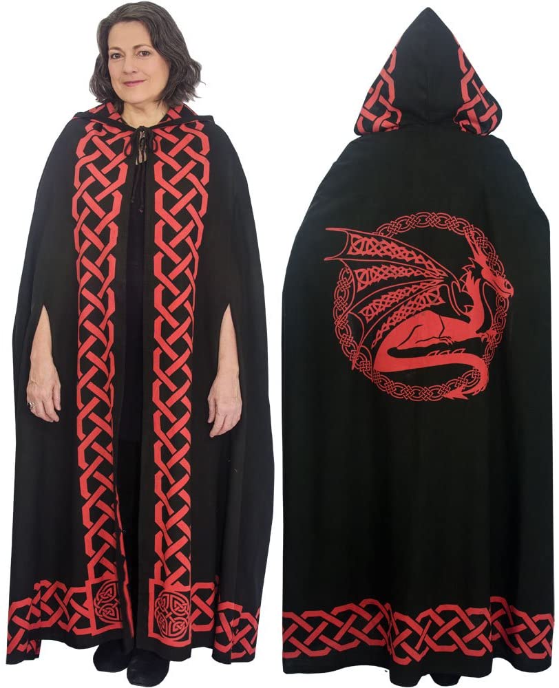 Ritual Cotton Cloak Celtic Dragon Red