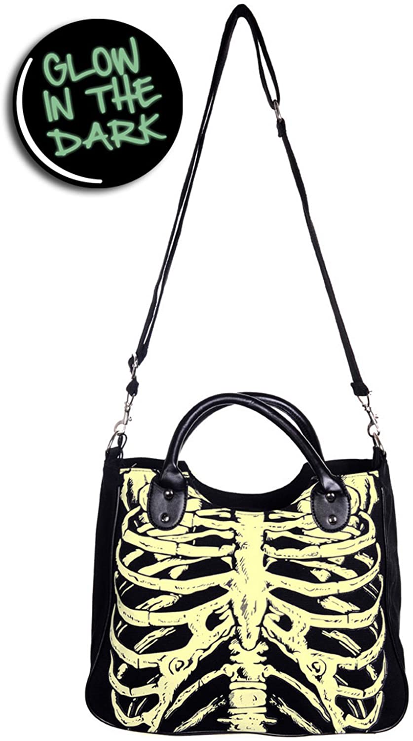 🌟 Lost Queen Glow In The Dark Skeleton Ribcage Shoulder Bag - Embrace Gothic Elegance! 🦴