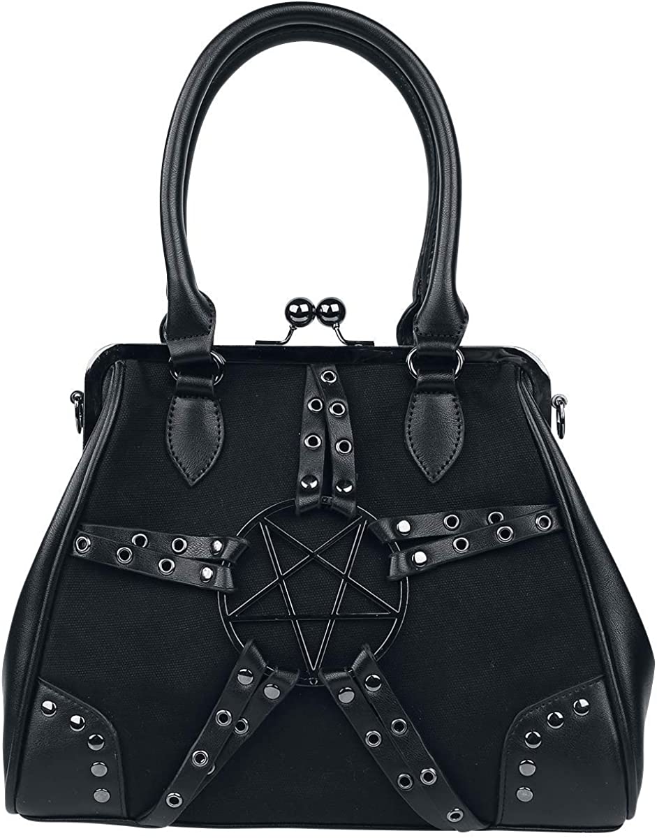 Lost Queen Restrict Penatgram Kiss-Lock Handbag Gothic Punk Bag