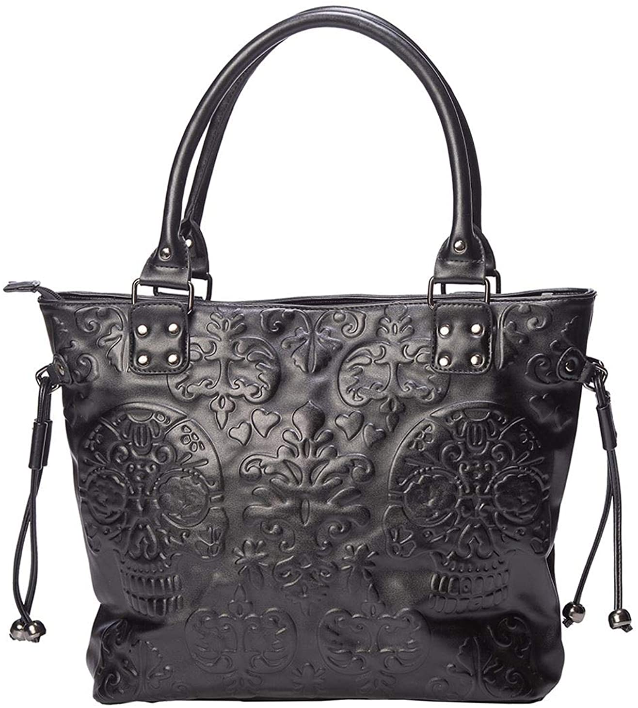 Lost Queen Women's Black Musette Embossed Bag