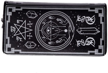 Lost Queen Spellbinder with Cat Pentagram and Occult Symbols Women's Witchy Wallet