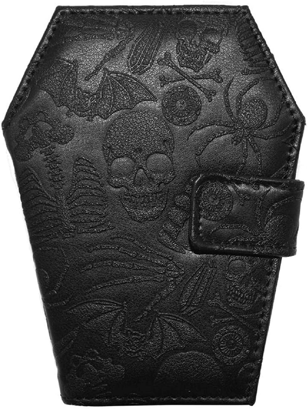 Kreepsville 666 Black Coffin-Shaped Vegan Bifold Wallet Embossed Print