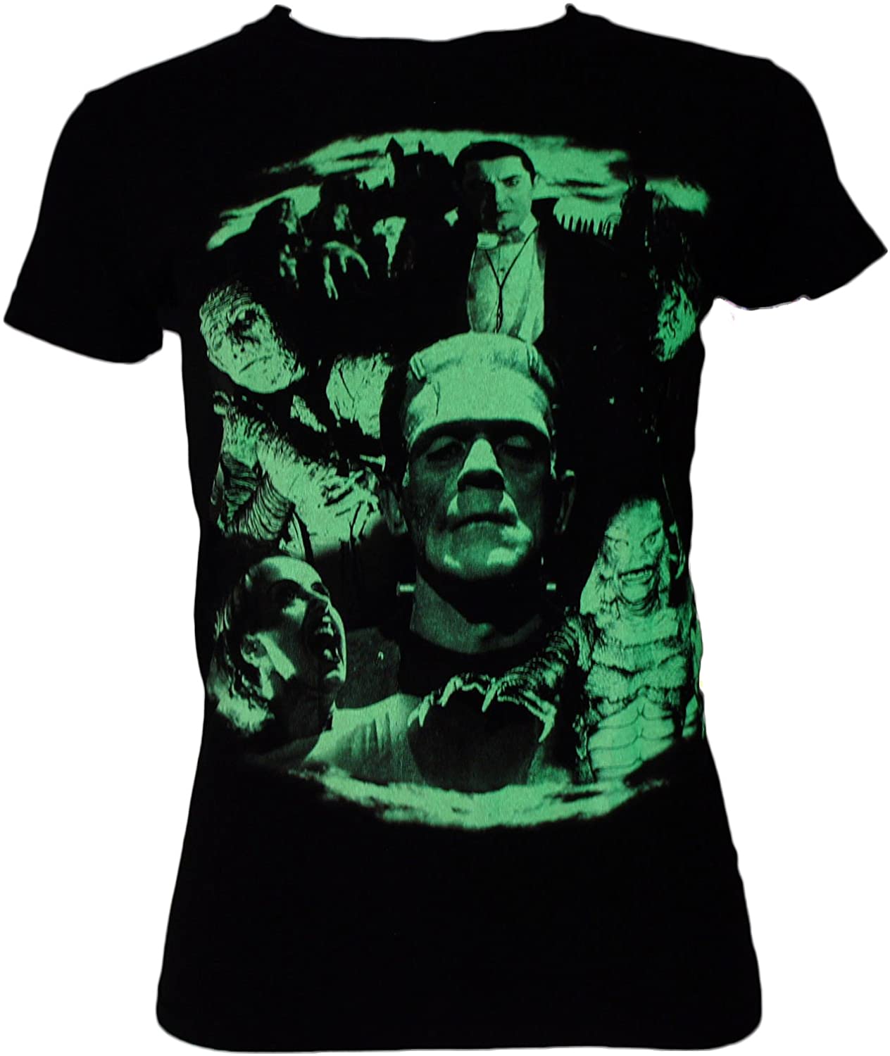 Universal Monsters Collage Juniors Dracula Bride Glow T-Shirt