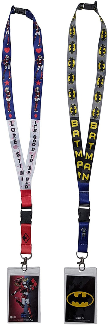 DC Comics Batman and Harley Quinn ID Badge Holder Lanyard 2pk Bundle