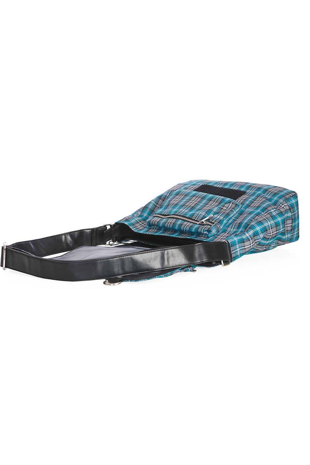 Punk Plaid Print Tartan Messenger Shoulder Bag Crossbody Handbag Women's Purse (Blue)