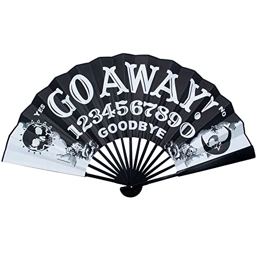 Ouija Go Away Spirit Board Bamboo Handle Gothic Double Sided Hand Fan