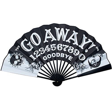 Ouija Go Away Spirit Board Bamboo Handle Gothic Double Sided Hand Fan