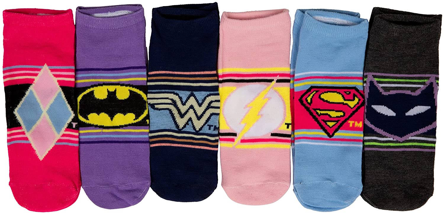 DC Comics Heroine Logos and Symbols Women's 6-Pack of Ankle Socks