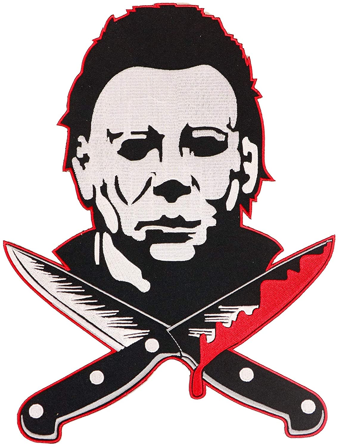 Halloween Michael Myers Knives Embroidered Iron On Back Patch 13" Horror Icon