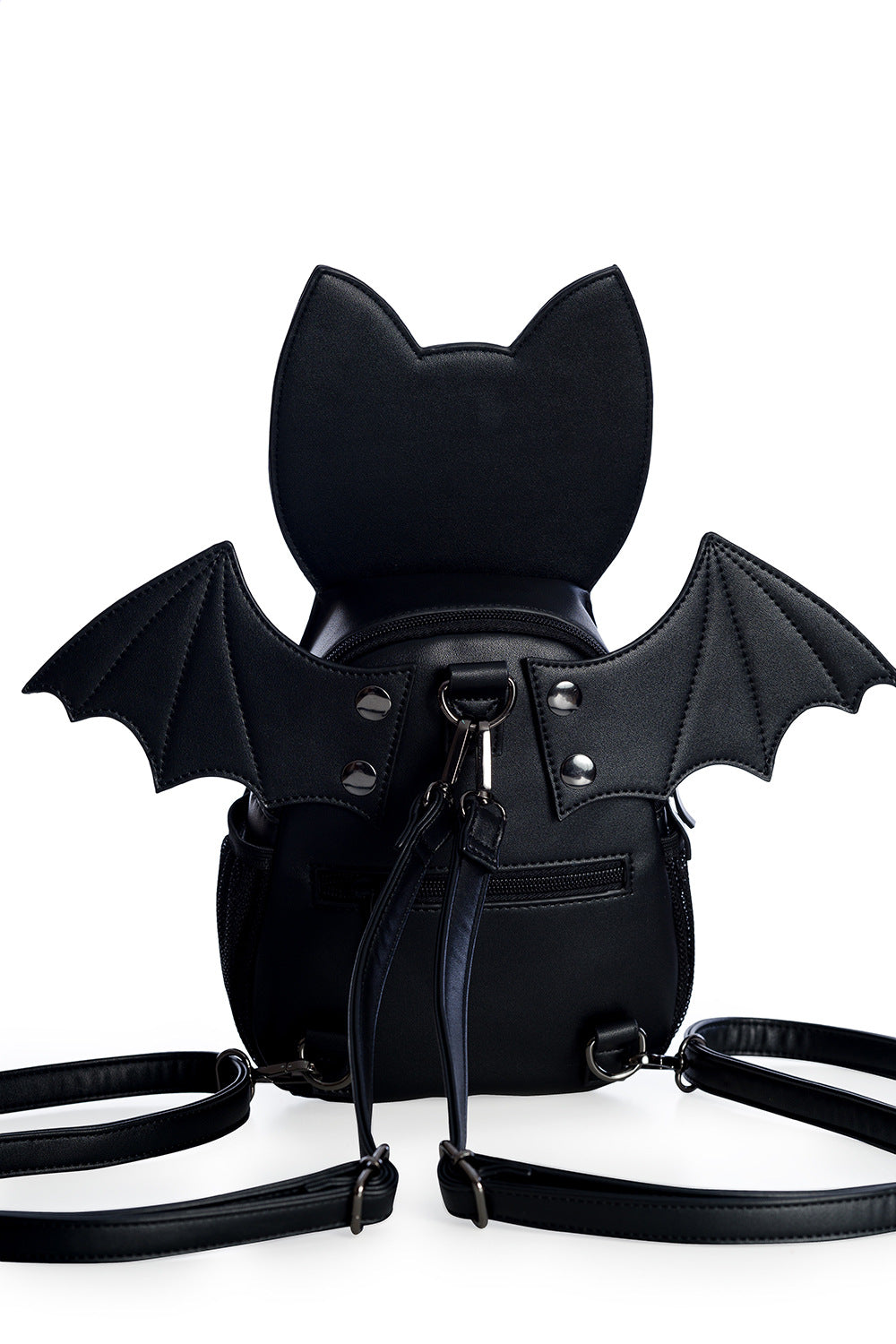 Lost Queen Women's Wendigo Bag Convertible Backpack Cute Black Cat Bat Crossbody Purse