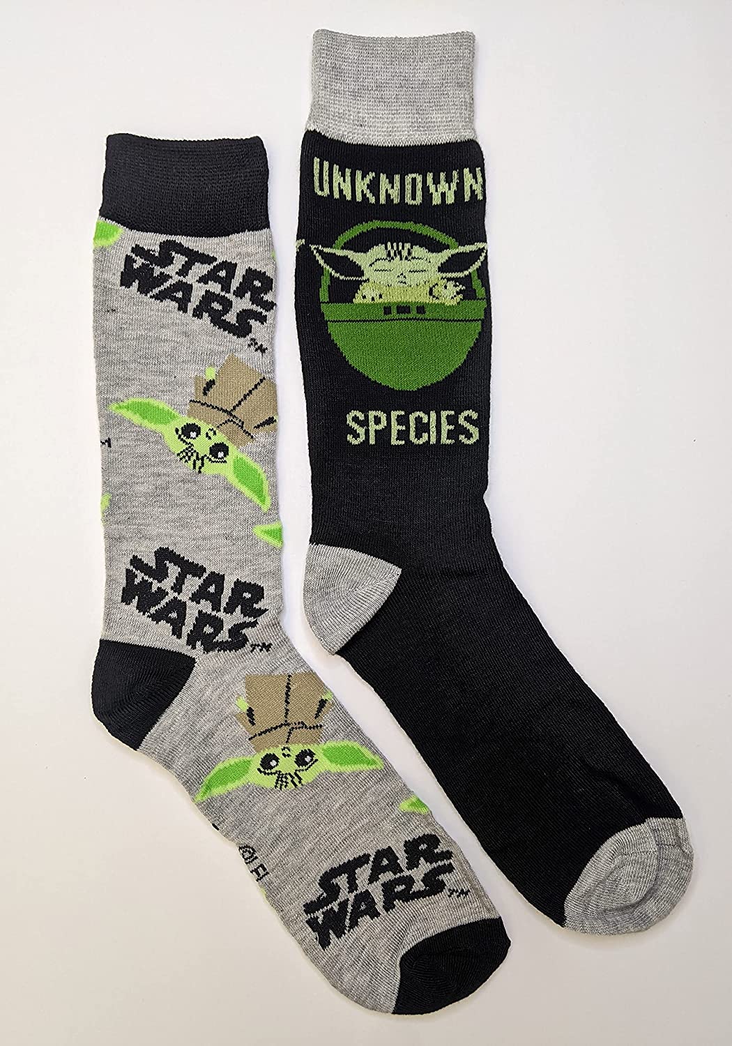 Hyp Star Wars The Mandalorian Baby Yoda Unknown Species Men's Crew Socks 2 Pair Pack