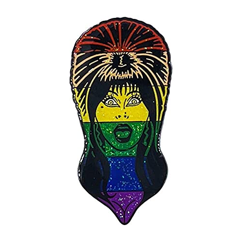 kreepsville 666 Elvira Rainbow Glitter Face Enamel Pride Pin