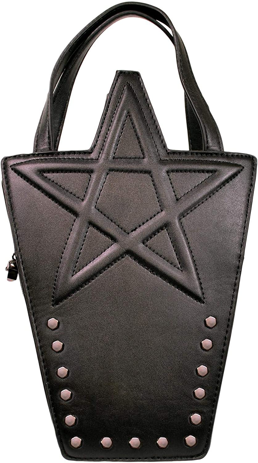 Lost Queen Women's Pentagram Black Karma Bag - Wear as Backpack Shoulder Bag or Handbag