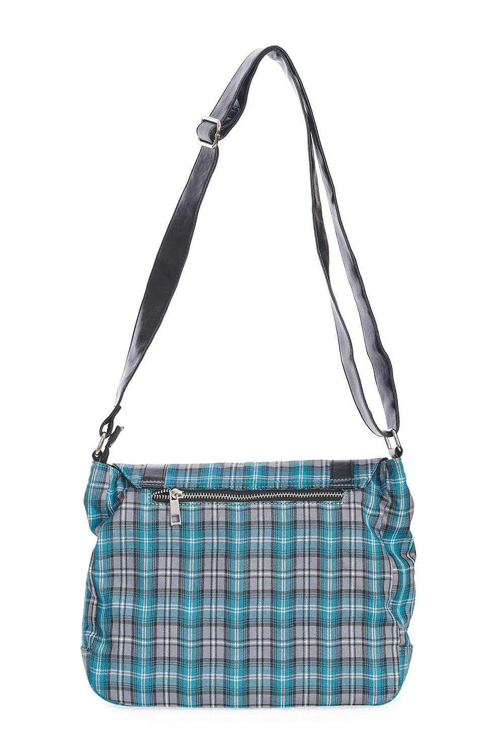 Punk Plaid Print Tartan Messenger Shoulder Bag Crossbody Handbag Women's Purse (Blue)