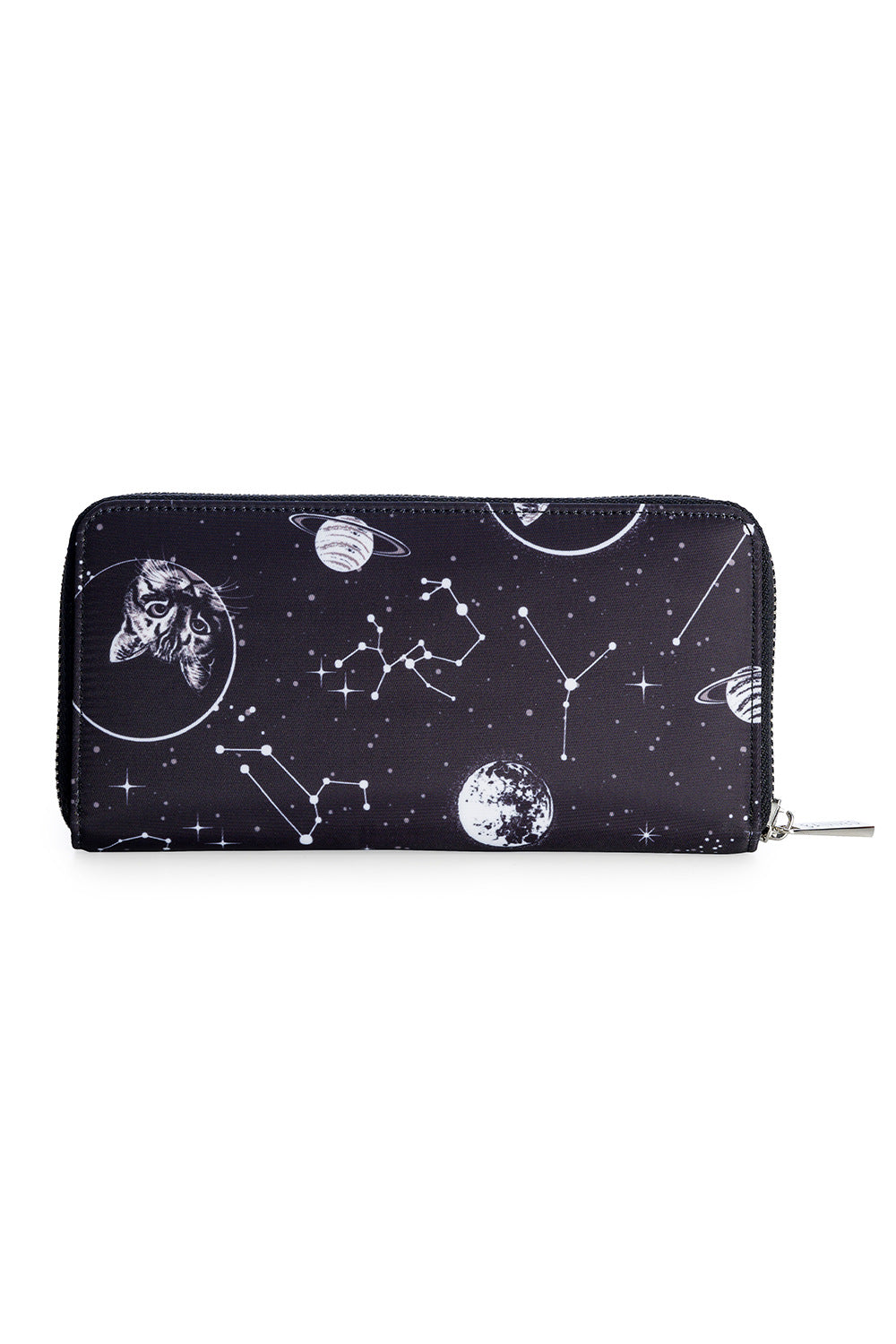 Lost Queen Space Cat Zip Around Wallet Stars Planets Clutch