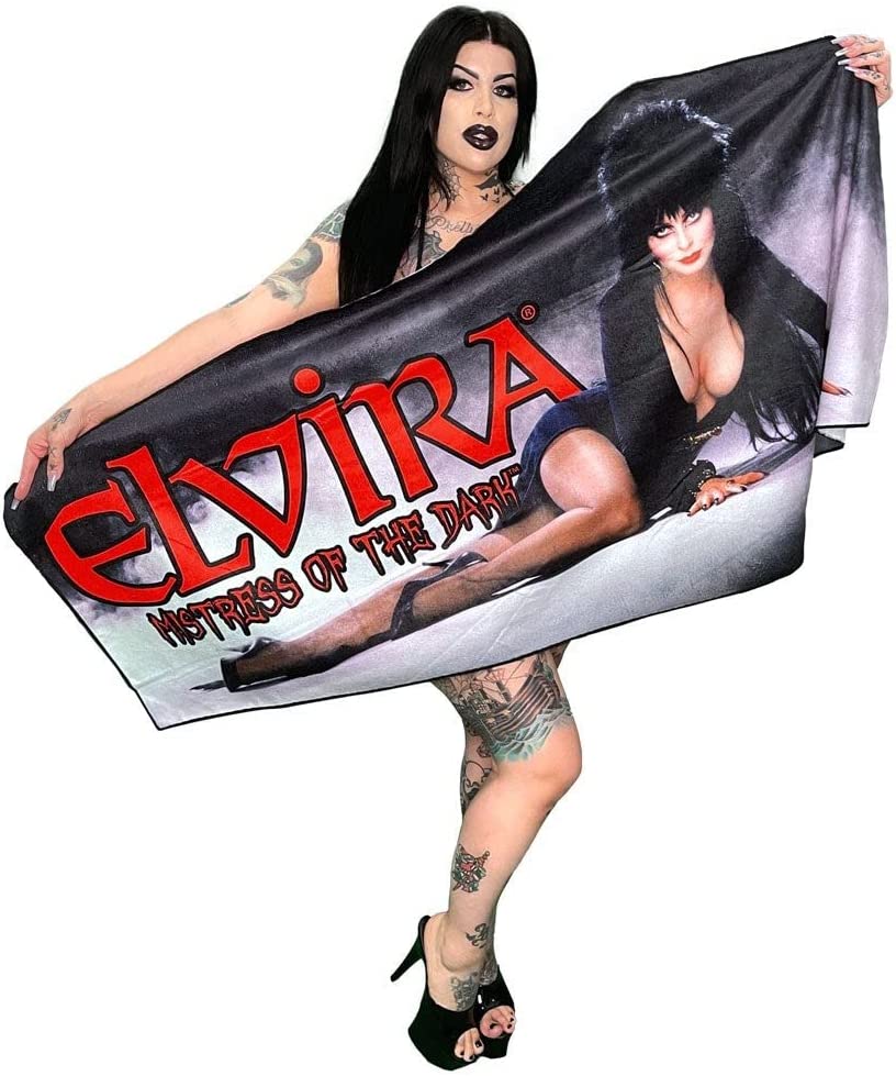 Elvira Classic Red Logo Coffin Beach Towel