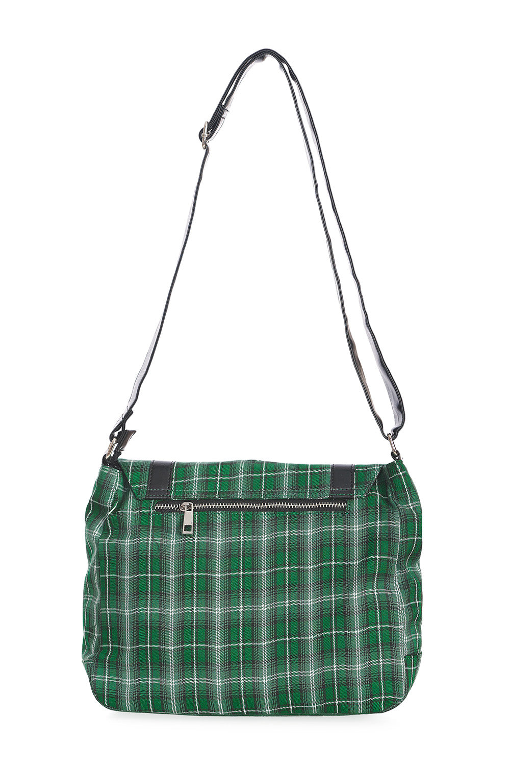 Punk Plaid Print Tartan Messenger Shoulder Bag Crossbody Handbag Women's Purse (Green)